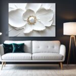 Imagine the serenity of this room. The white flower painting is a calming focal point. Pure bliss.