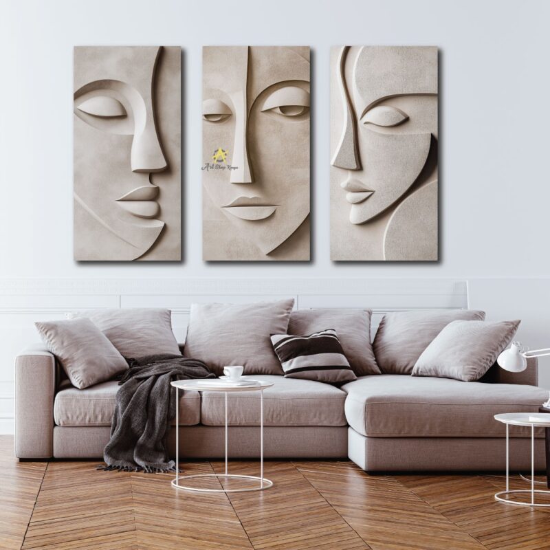 Beige faces 3 piece set