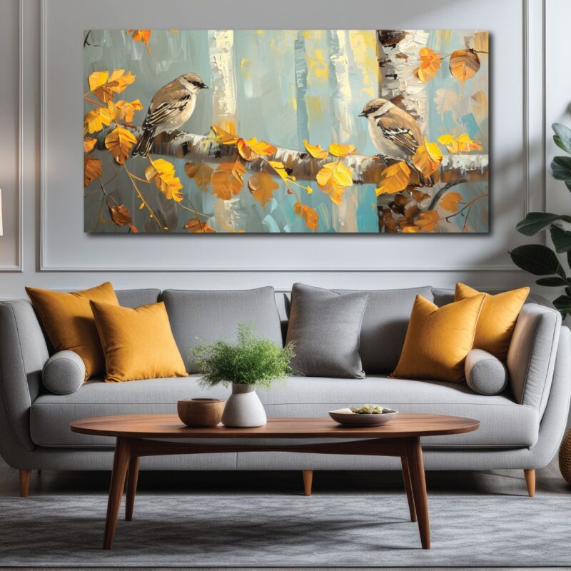 Chirping twins on a branch.