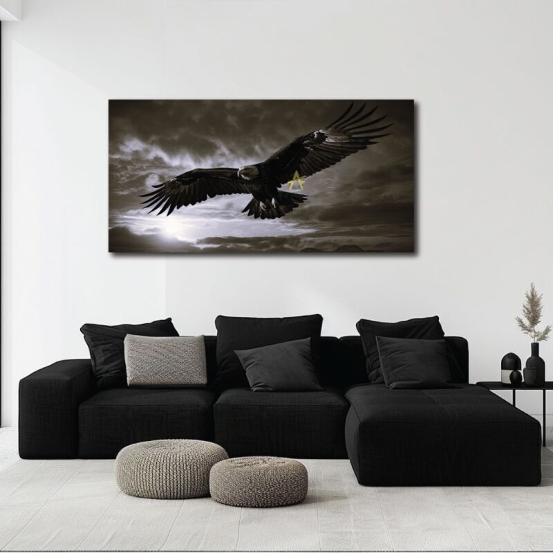 Eagle flying in canvas art shop.