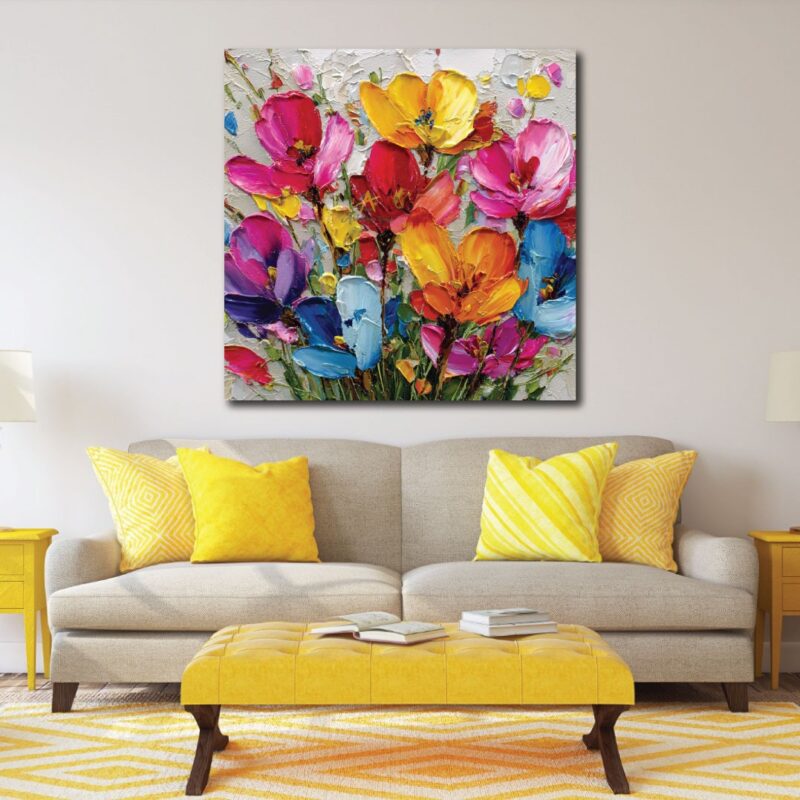 Blooming beauties on canvas.