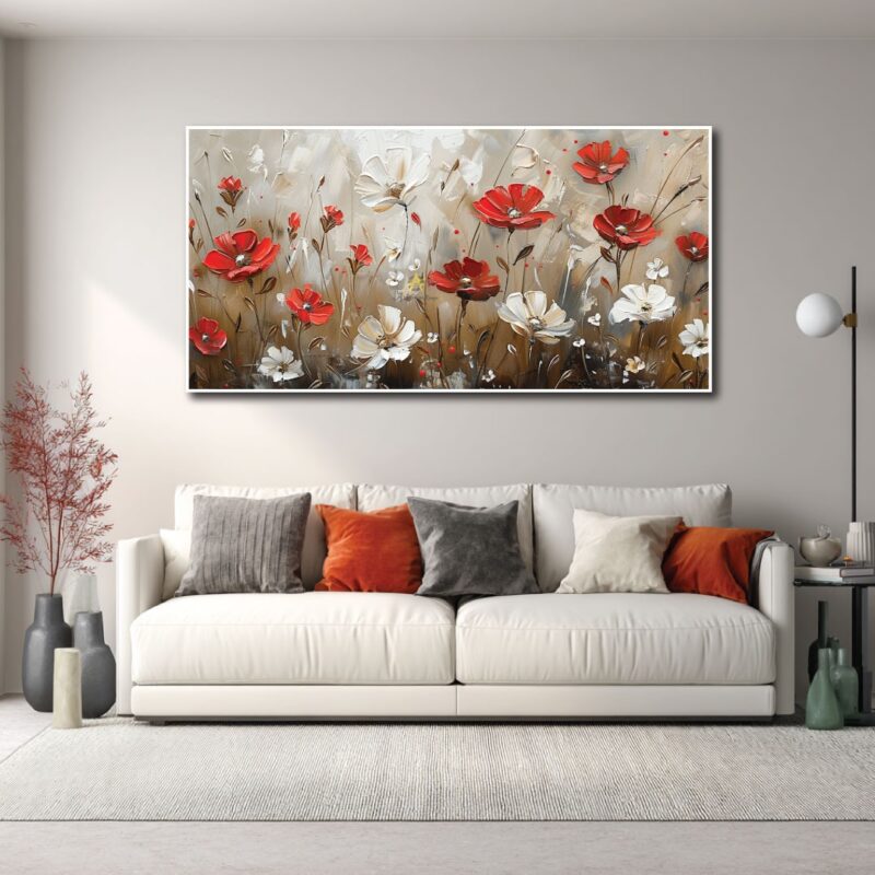 Red poppies canvas wall art.
