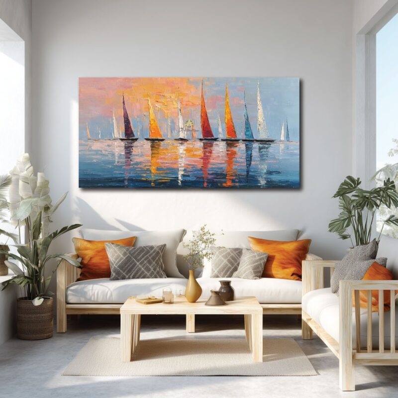 Colorful boats canvas prints.