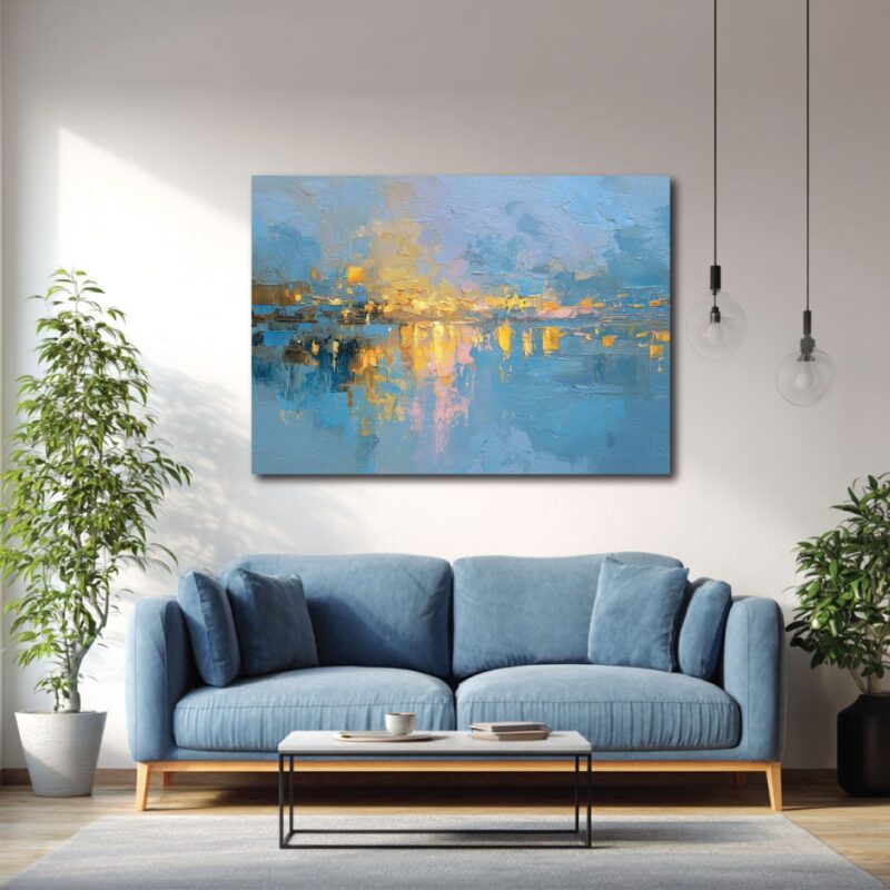 Abstract blue canvas art.