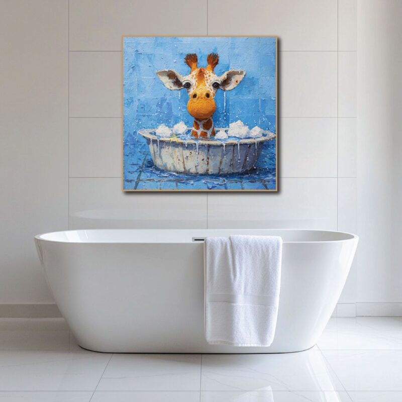 Washroom canvas art.