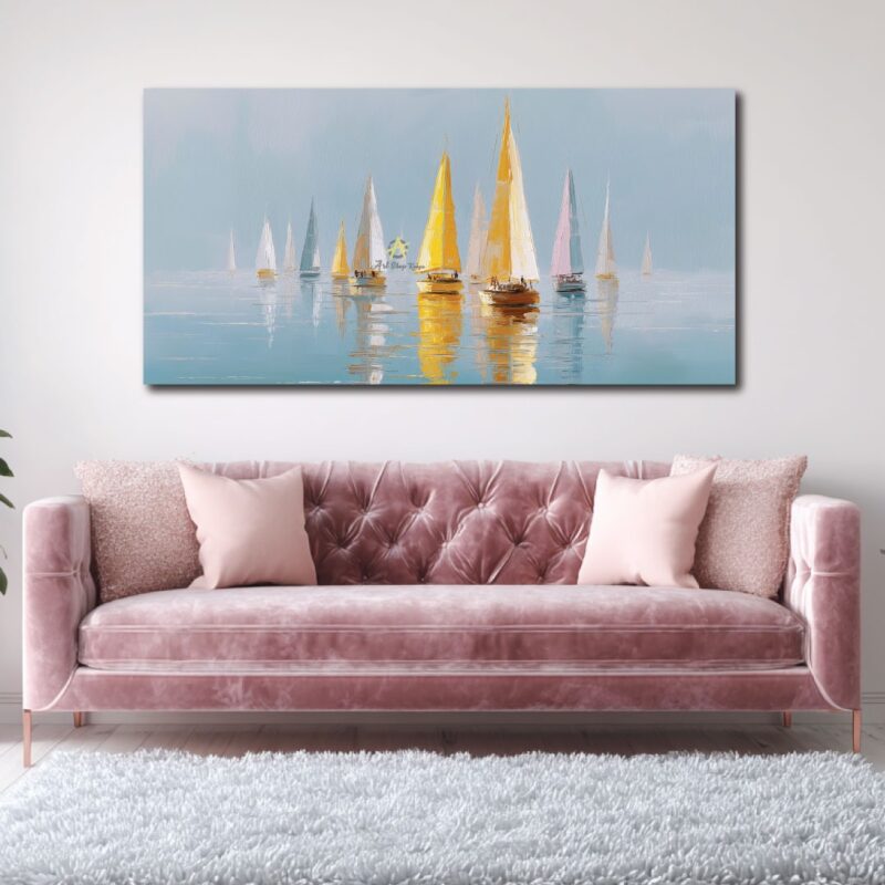 Ships in motion on canvas