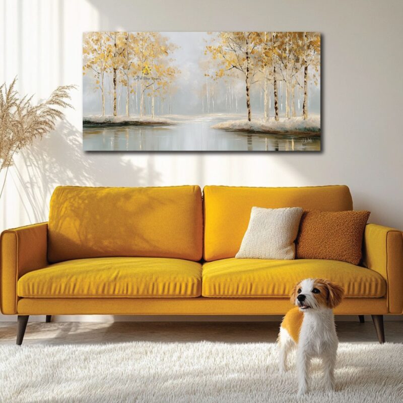 Golden trees canvas art.