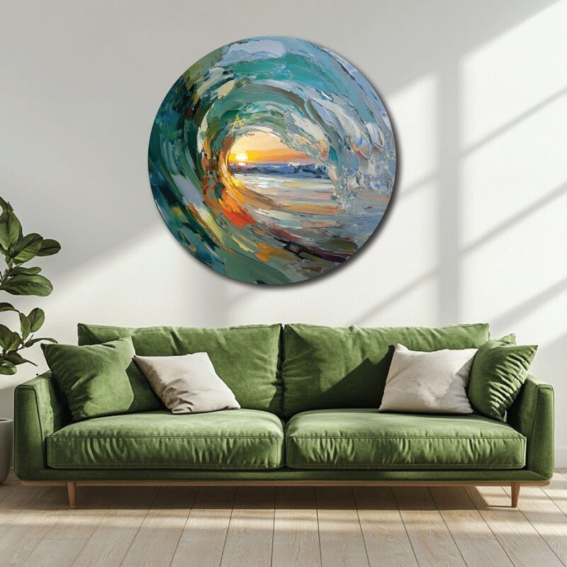 Round wave canvas art.