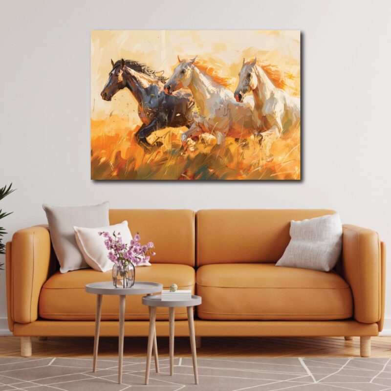 Three stallions on a canvas print.