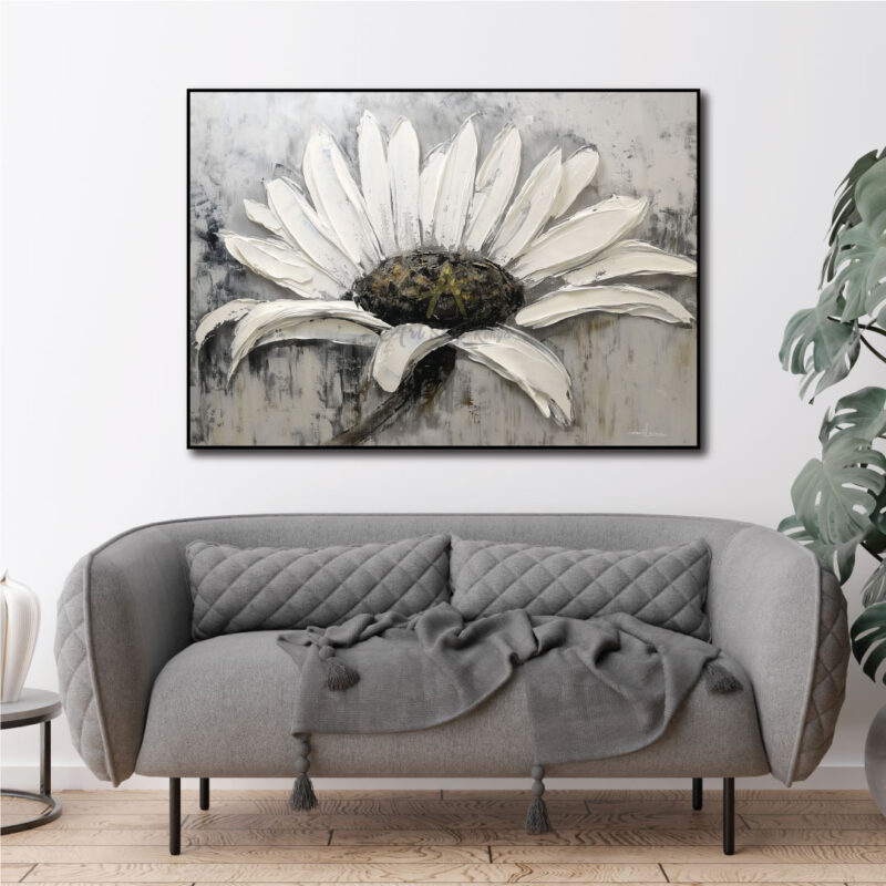 A blooming daisy canvas stretch.
