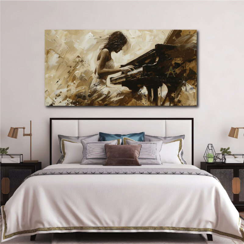 Piano lady canvas art.