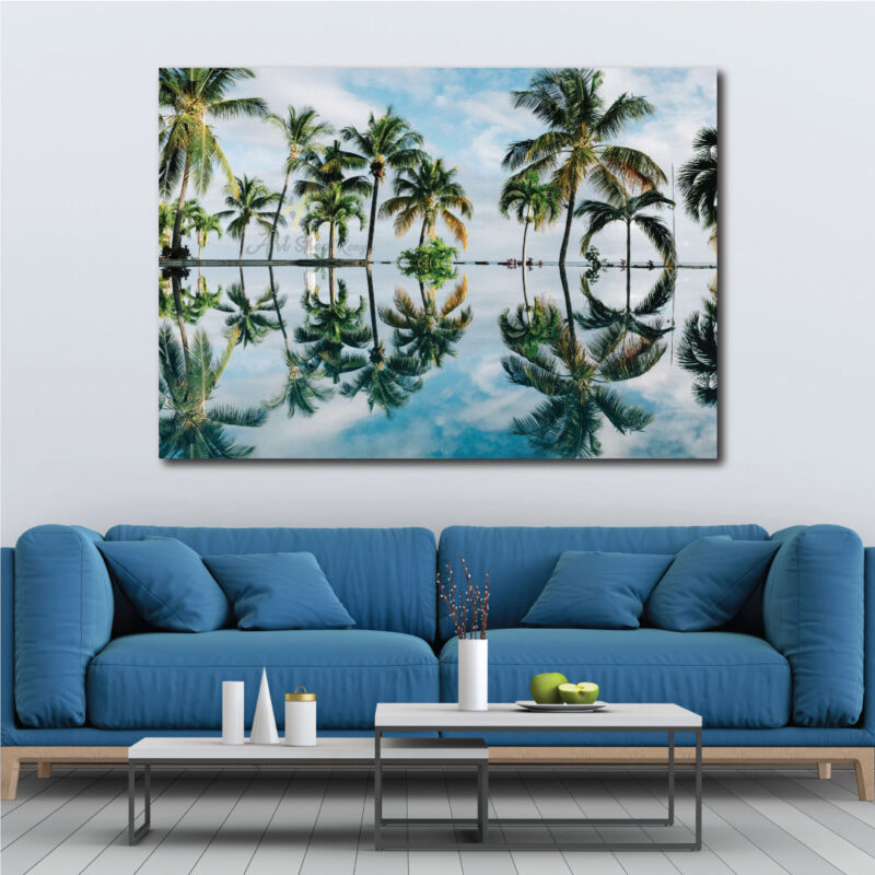 A palm tree reflection on canvas