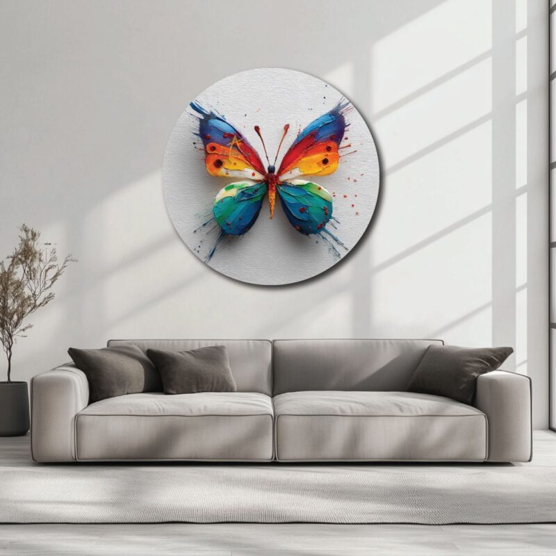 Colorful butterfly round art