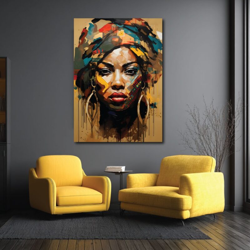 African lady on canvas.