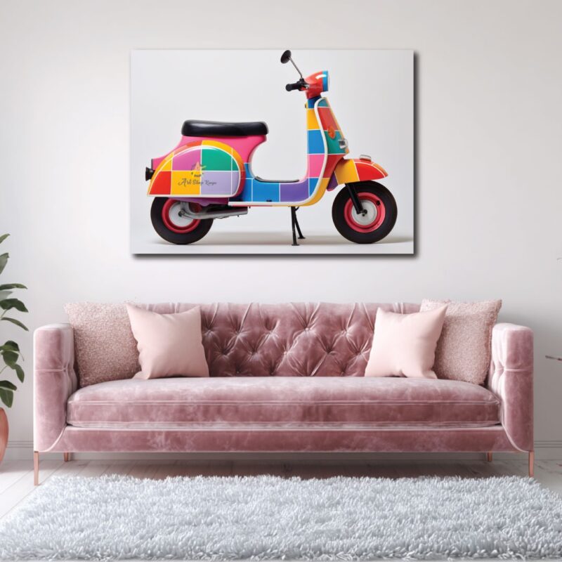 Colored bike canvas decor.