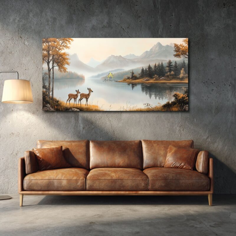 A nature of mountains and deers