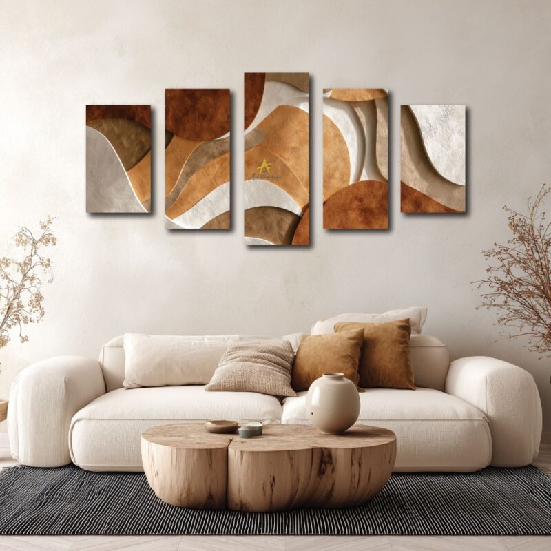 Abstract canvas five piece.