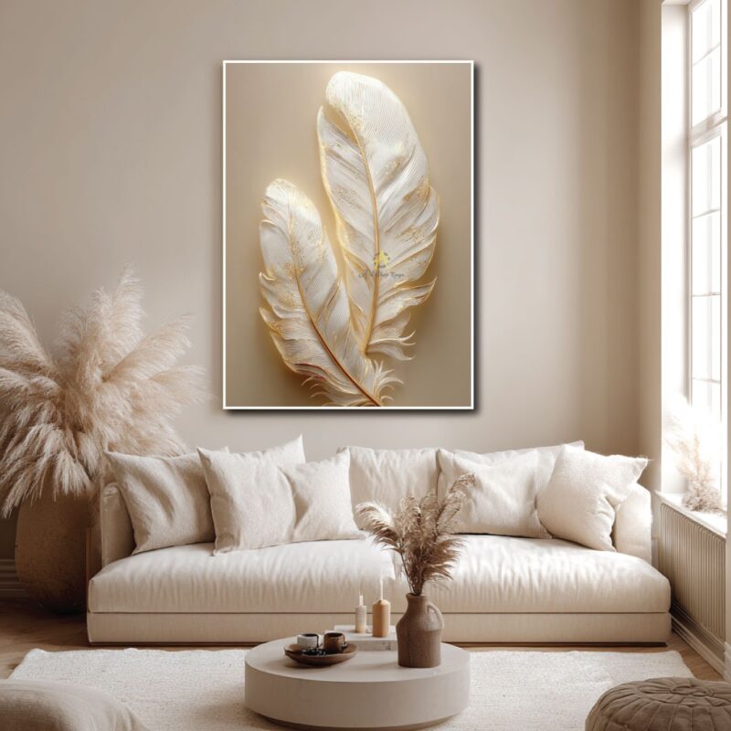Twin feathers on canvas.